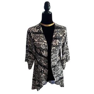 Elephant Tapestry Textile Kimono Cardigan